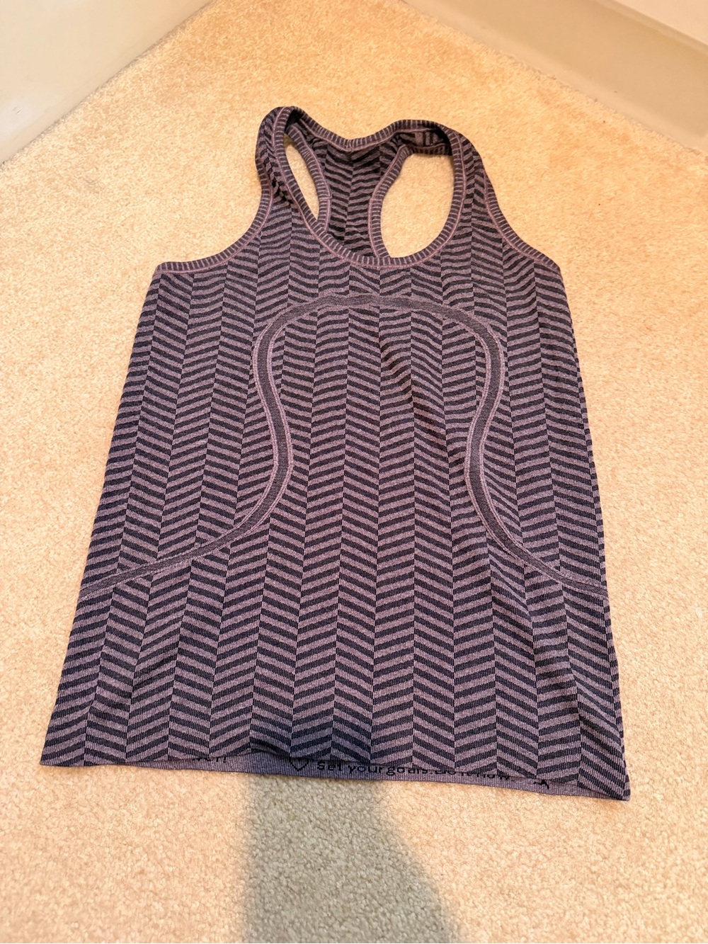 lululemon athletica Black and Gray Chevron swiftly Racerback full length Tank